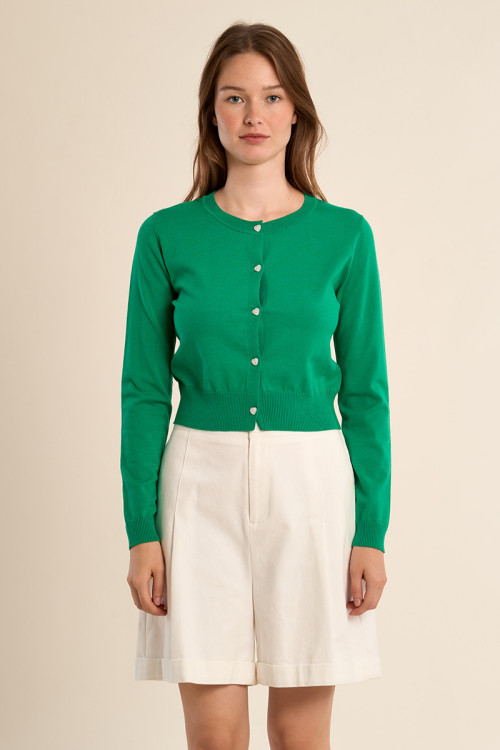 Buttoned cardigan, heart details