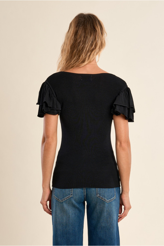 T-shirt avec col en semi-transparence