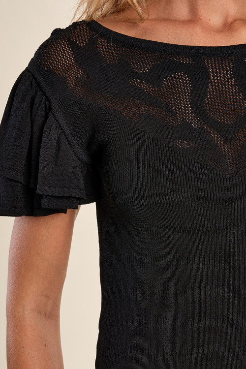 T-shirt avec col en semi-transparence