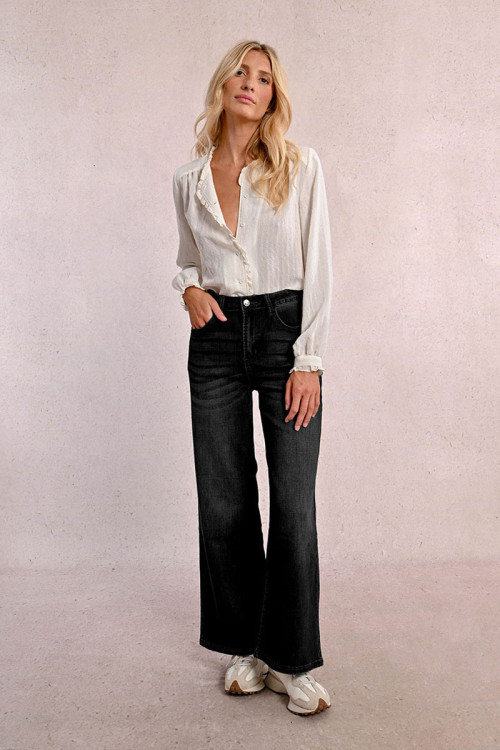 Jeans large à la taille haute