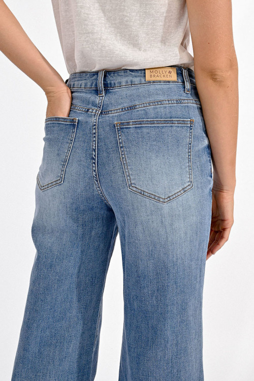 Jeans large à la taille haute