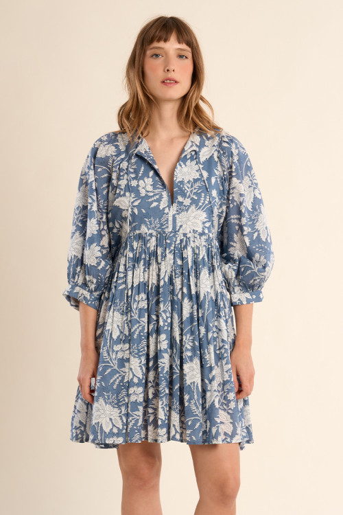 Robe courte imprimée, en coton
