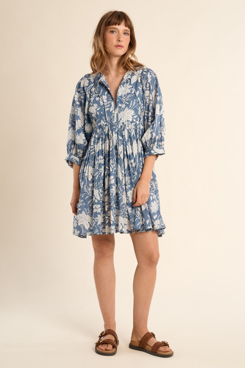 Robe courte imprimée, en coton