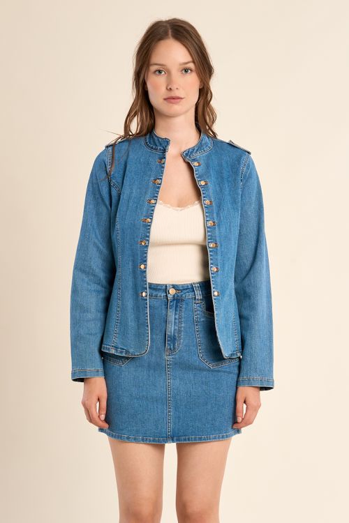 Chaqueta de mujer vaquera, estilo militar.