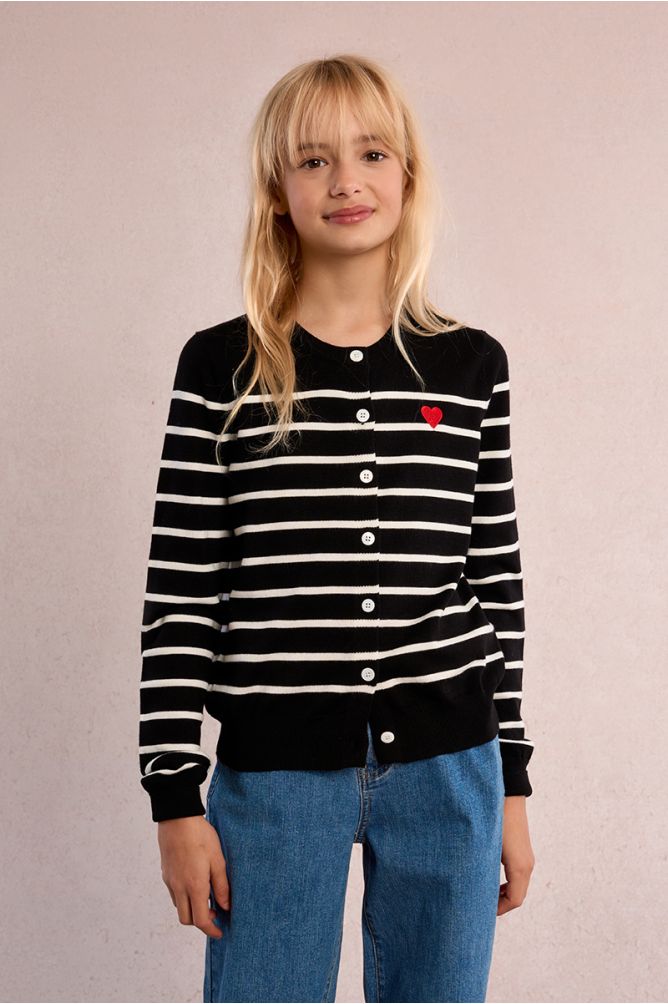 Cárdigan de niña de manga larga, estampado rayas.