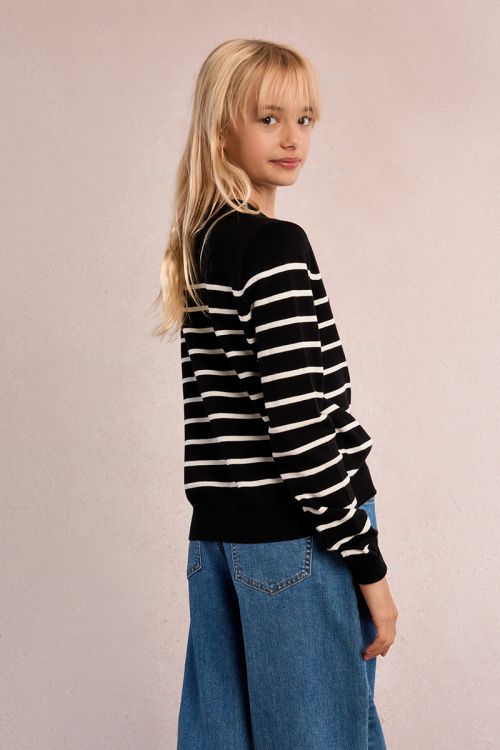 Cárdigan de niña de manga larga, estampado rayas.