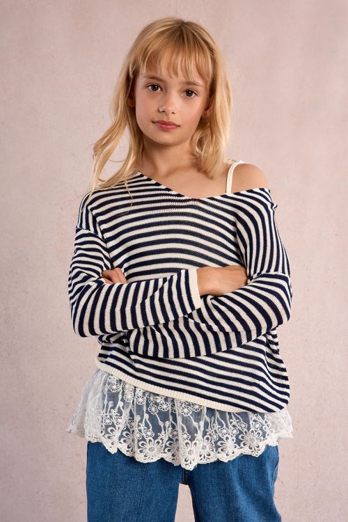 Pull en maille rayé