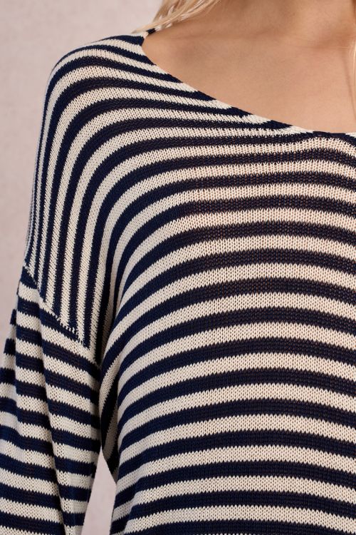 Jersey de niña de manga larga, estampado rayas.