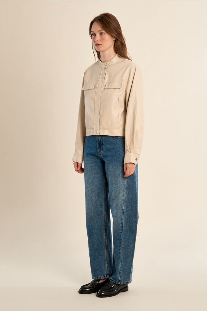 Veste courte mortard, effet simili-cuir