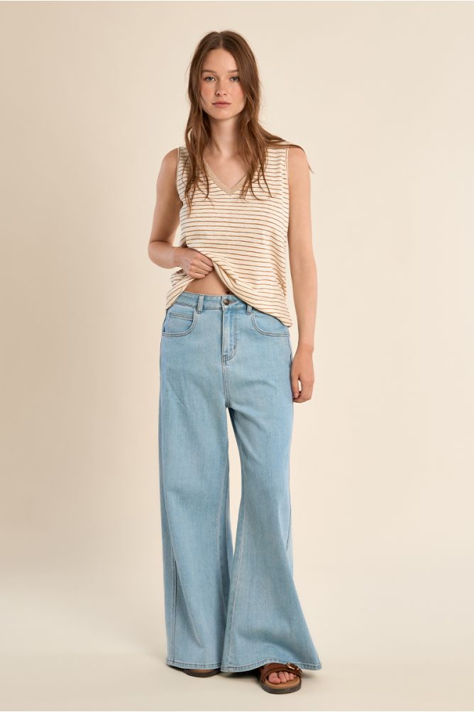 Tank top with wide straps, sailor shirt