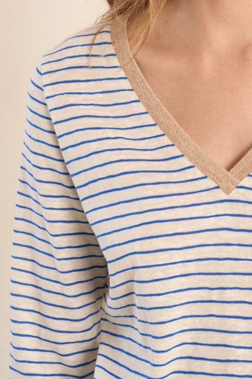 T-shirt marinière, col V