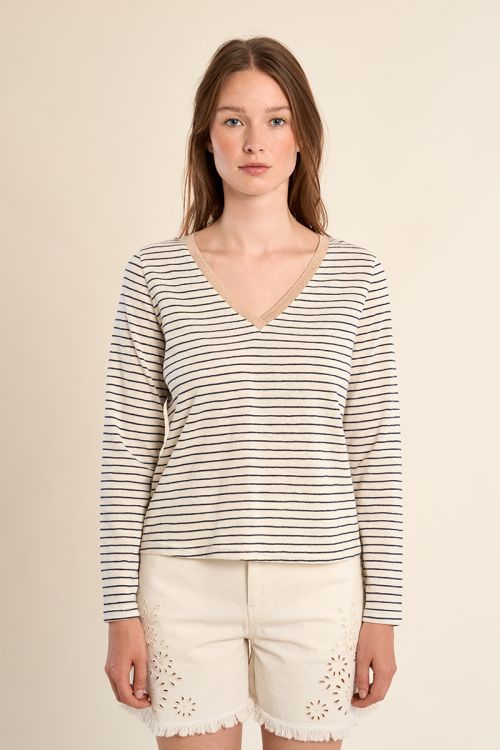 T-shirt marinière, col V