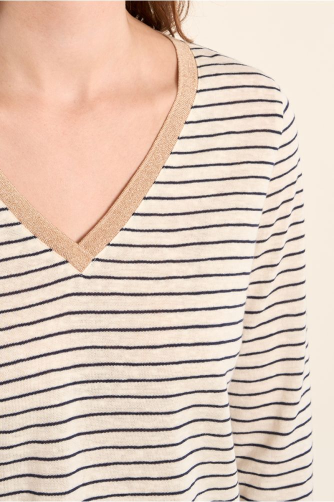 T-shirt marinière, col V
