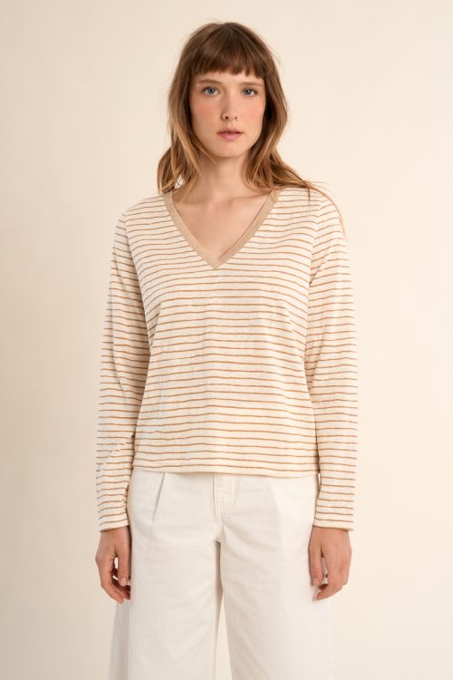 T-shirt marinière, col V