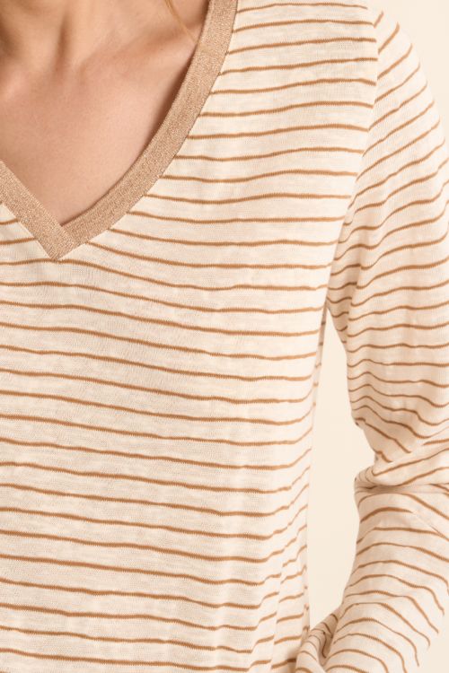 T-shirt marinière, col V