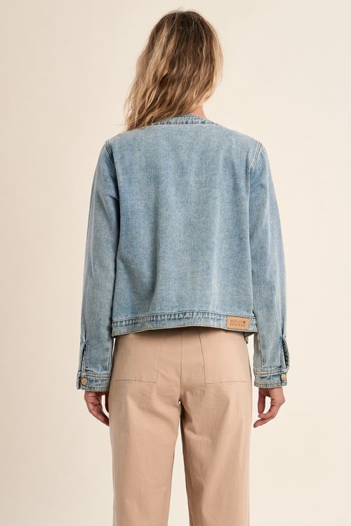Veste en denim, col rond
