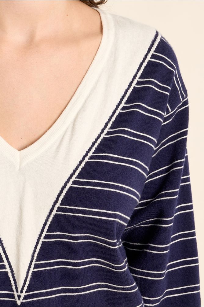 Knitted sweater, V-neck
