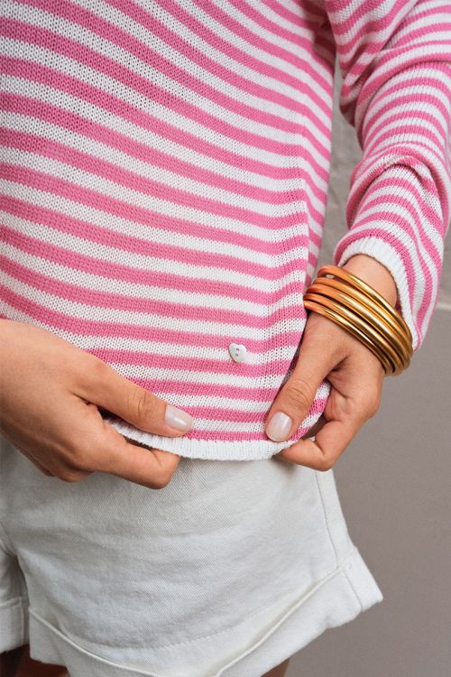 Jersey de mujer de manga larga, estampado rayas.
