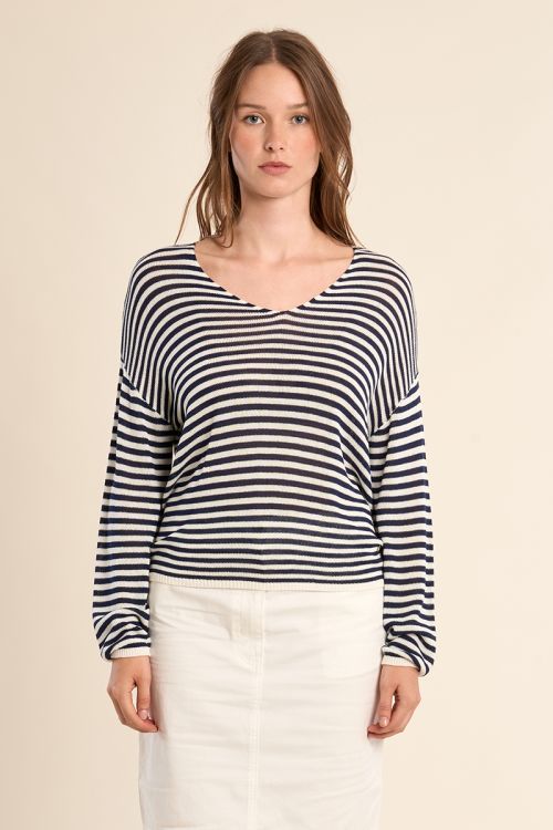 Long-sleeved knit, sailor shirt