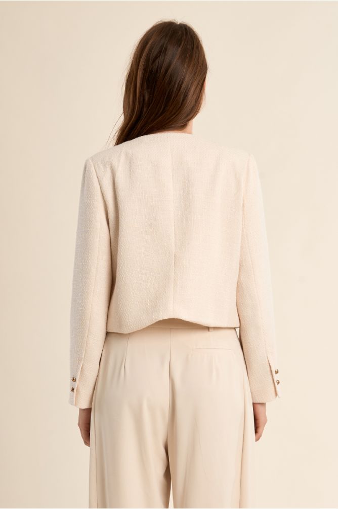 Chaqueta de mujer de manga larga, botones borados.