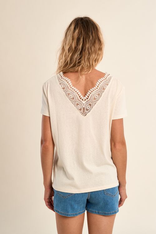 T-shirt droit avec col brodé
