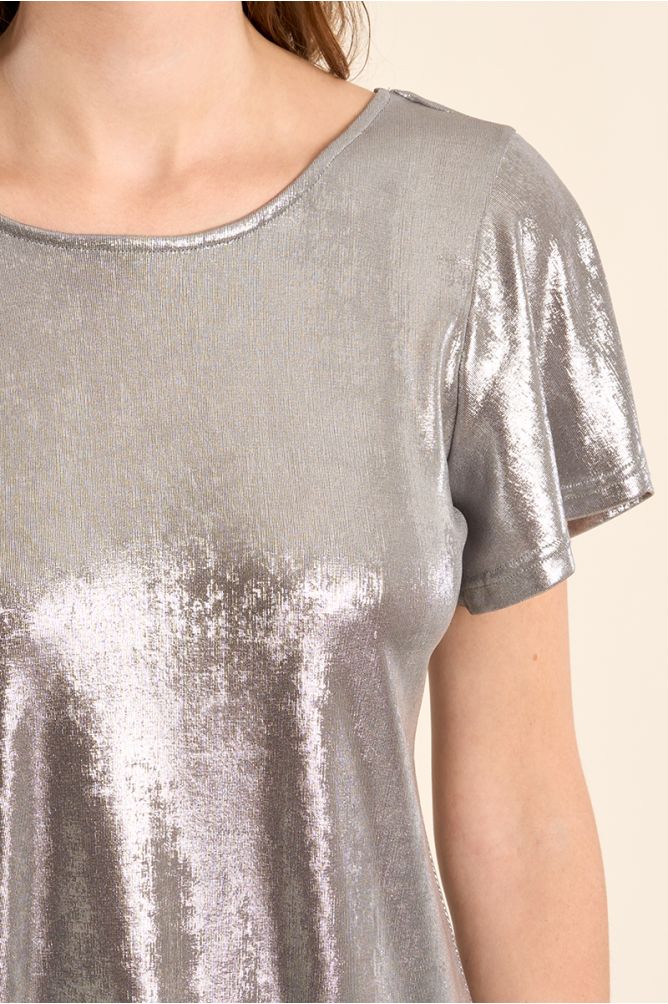 T-shirt dos nu, effet métallisé