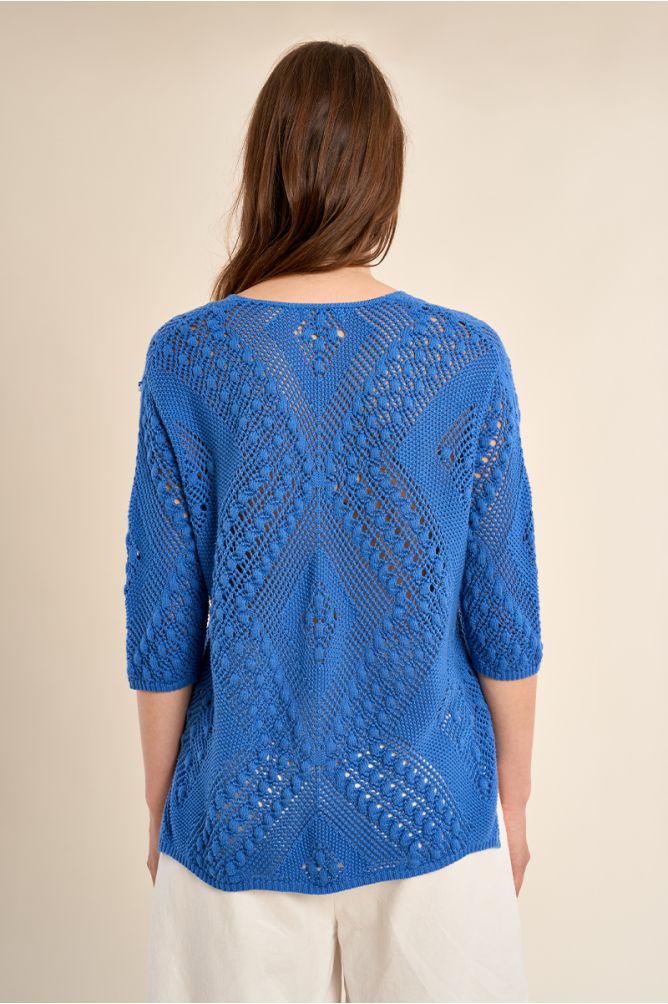 Short-sleeved crochet knit