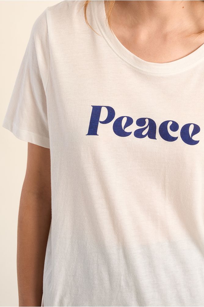 Camiseta de mujer de manga corta, estampado de texto.