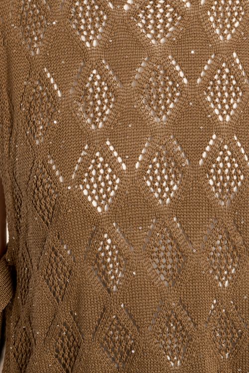 Sleeveless knit, openwork and knotted on the sides