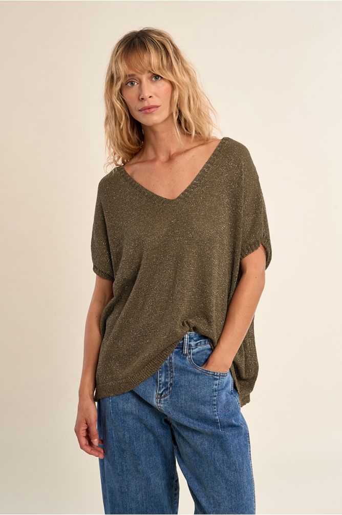 Pull sans manches en maille irisée