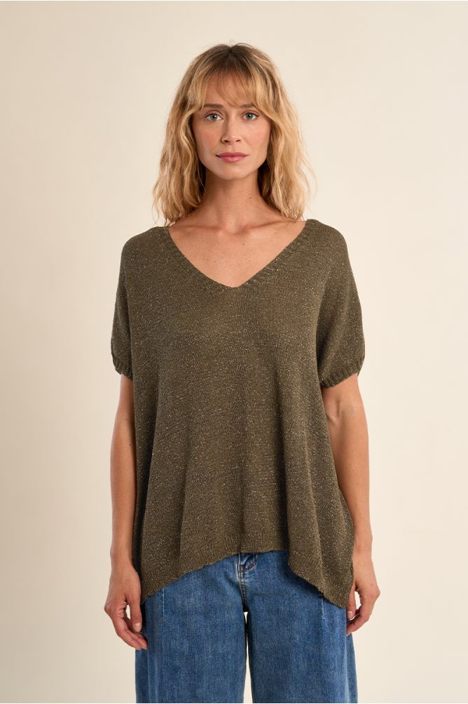 Pull sans manches en maille irisée
