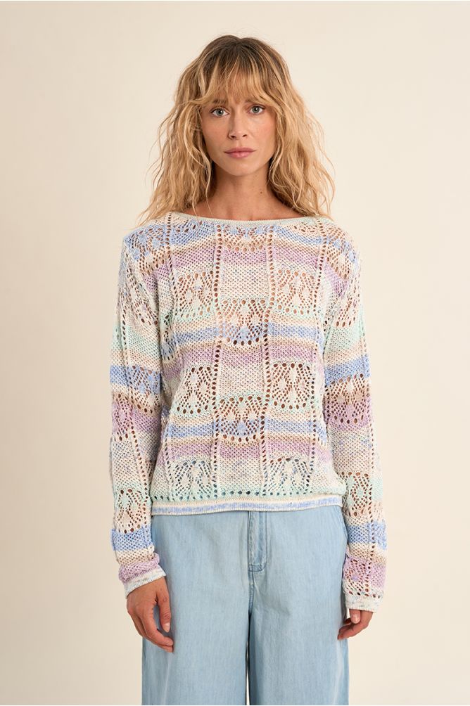 Jersey de mujer de manga larga, estampado rayas.