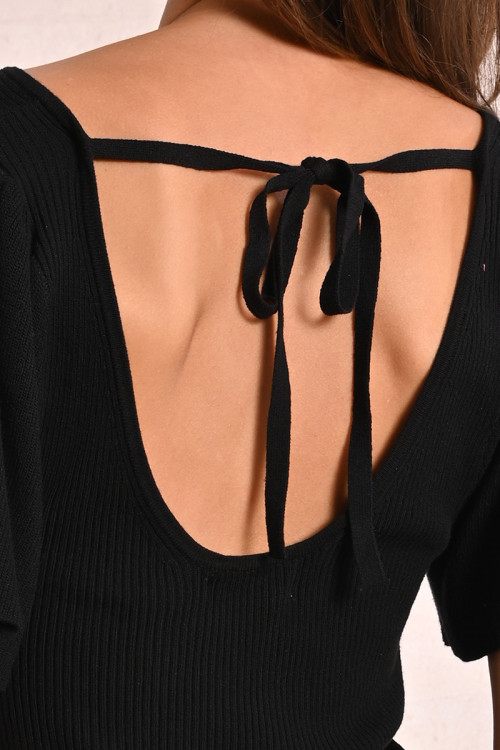 Jersey de mujer de manga corta, detalle lazada.
