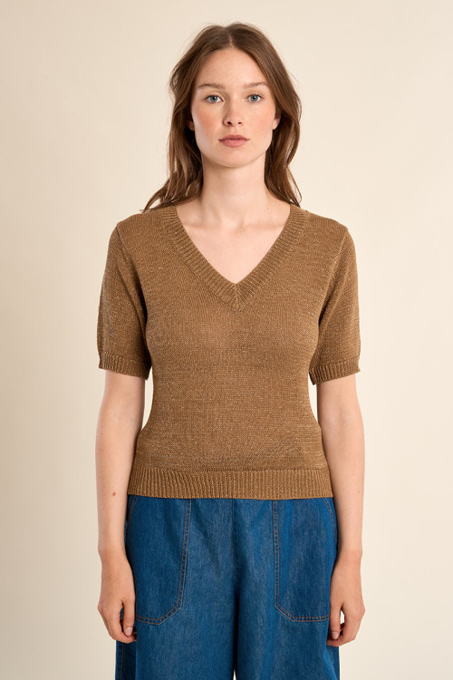 Pull en maille manches courtes