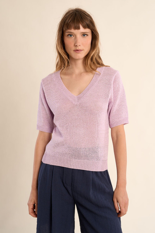 Pull en maille manches courtes