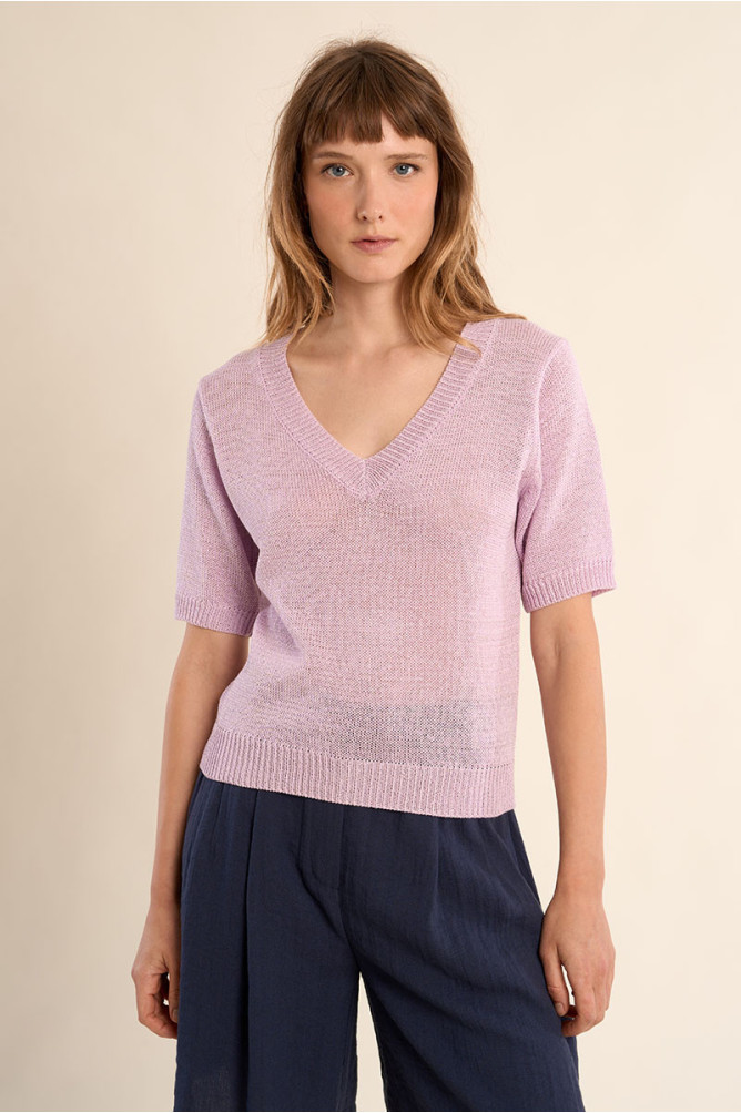 Pull en maille manches courtes