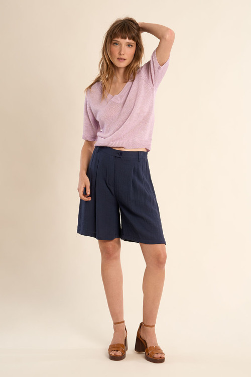 Pull en maille manches courtes