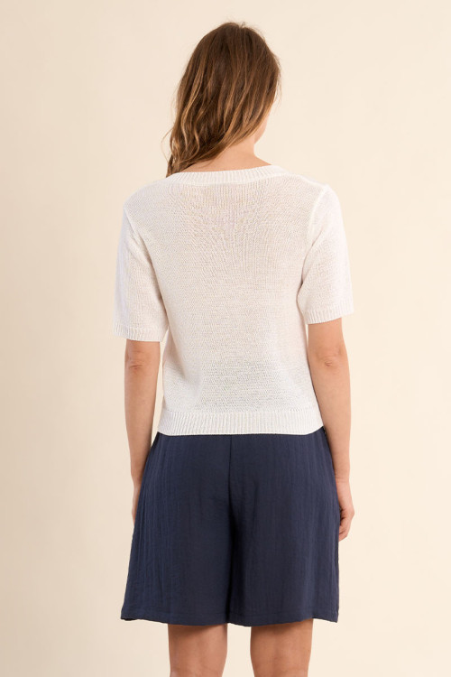 Pull en maille manches courtes