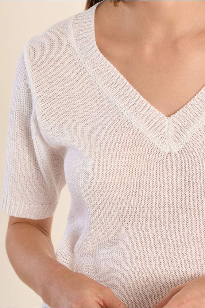 Pull en maille manches courtes