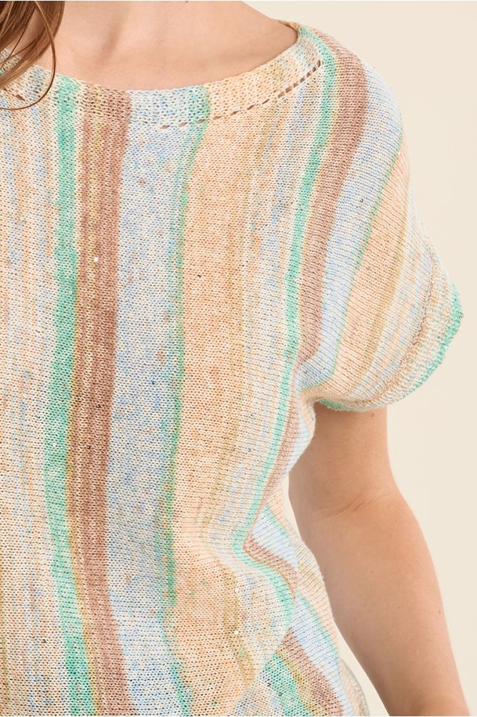 T-shirt en maille, rayé multicolore