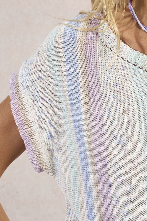 T-shirt en maille, rayé multicolore