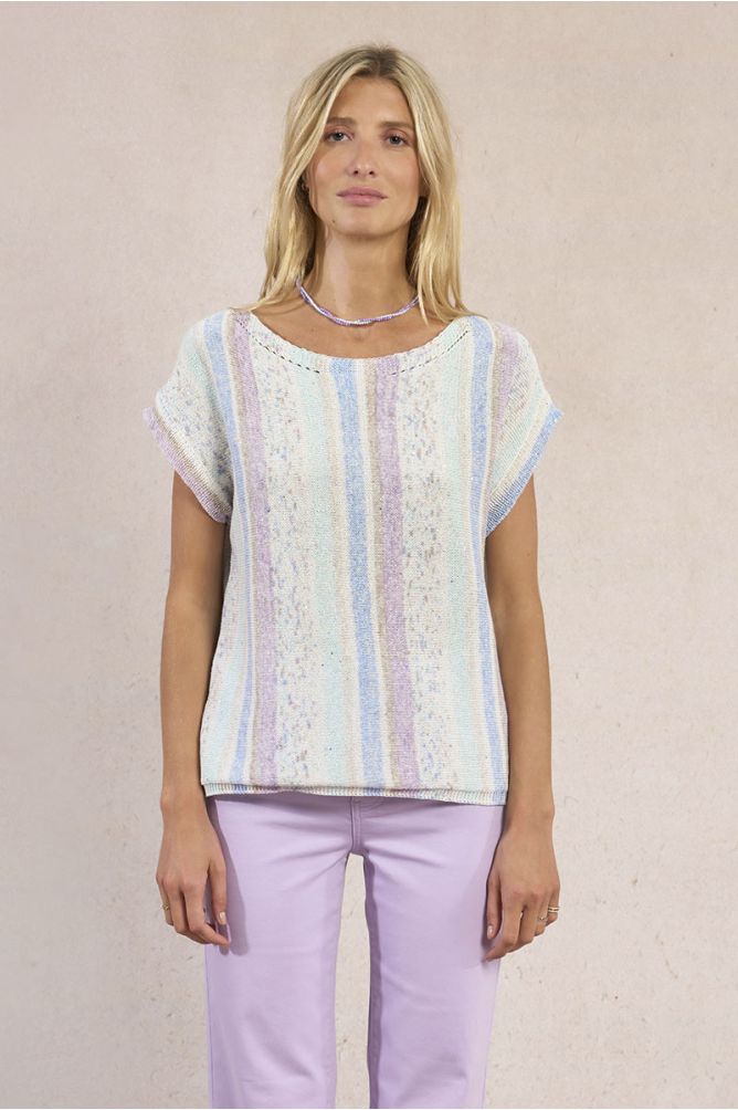 T-shirt en maille, rayé multicolore