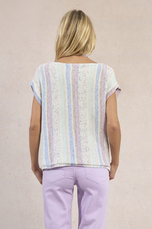 T-shirt en maille, rayé multicolore