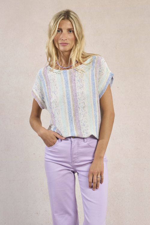 T-shirt en maille, rayé multicolore