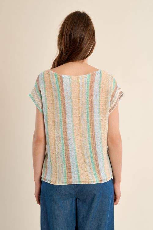 Multicoloured striped knitted T-shirt