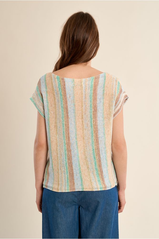 T-shirt en maille, rayé multicolore