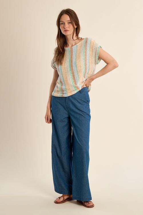 T-shirt en maille, rayé multicolore