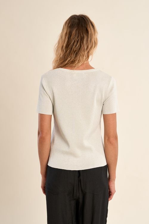 Fine, iridescent knit T-shirt