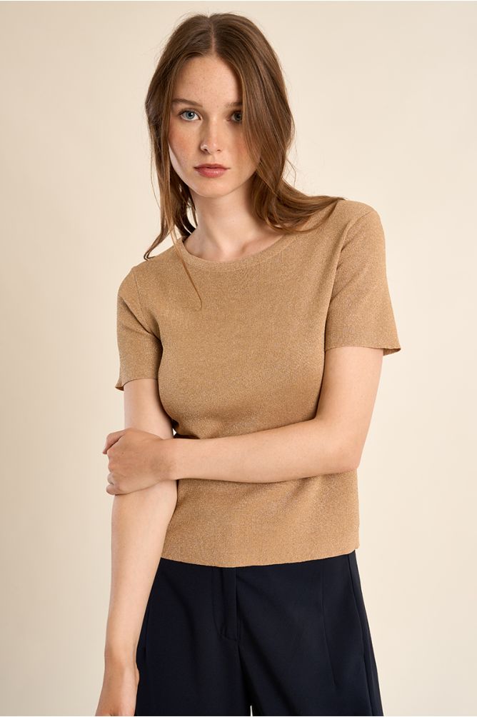 Fine, iridescent knit T-shirt