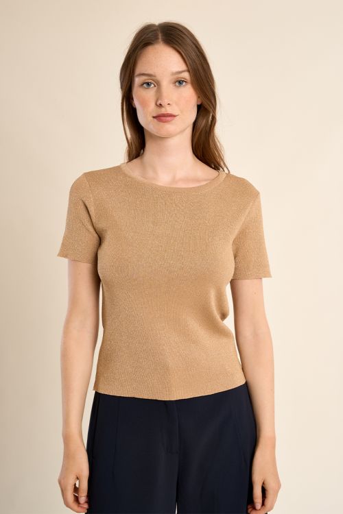 Fine, iridescent knit T-shirt